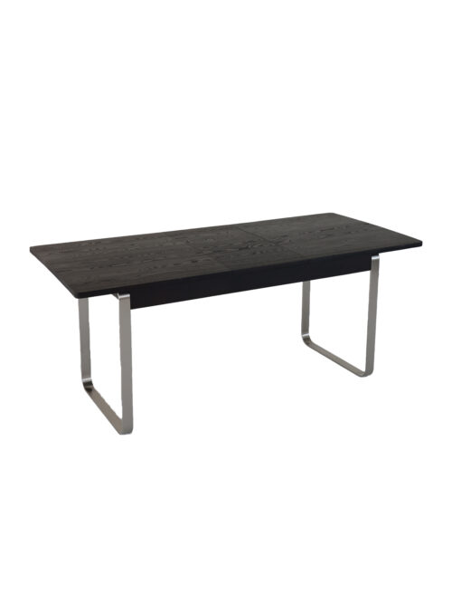 Retractable extendable rectangular dining table in wood finish