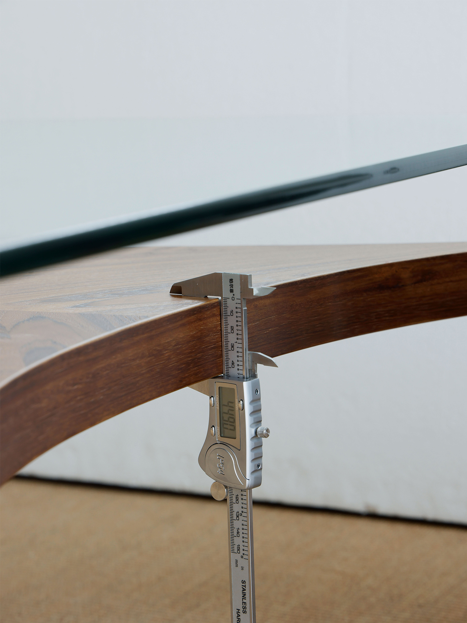 Dome coffee table 18 Dome Coffee Table glass edge and teak frame detail