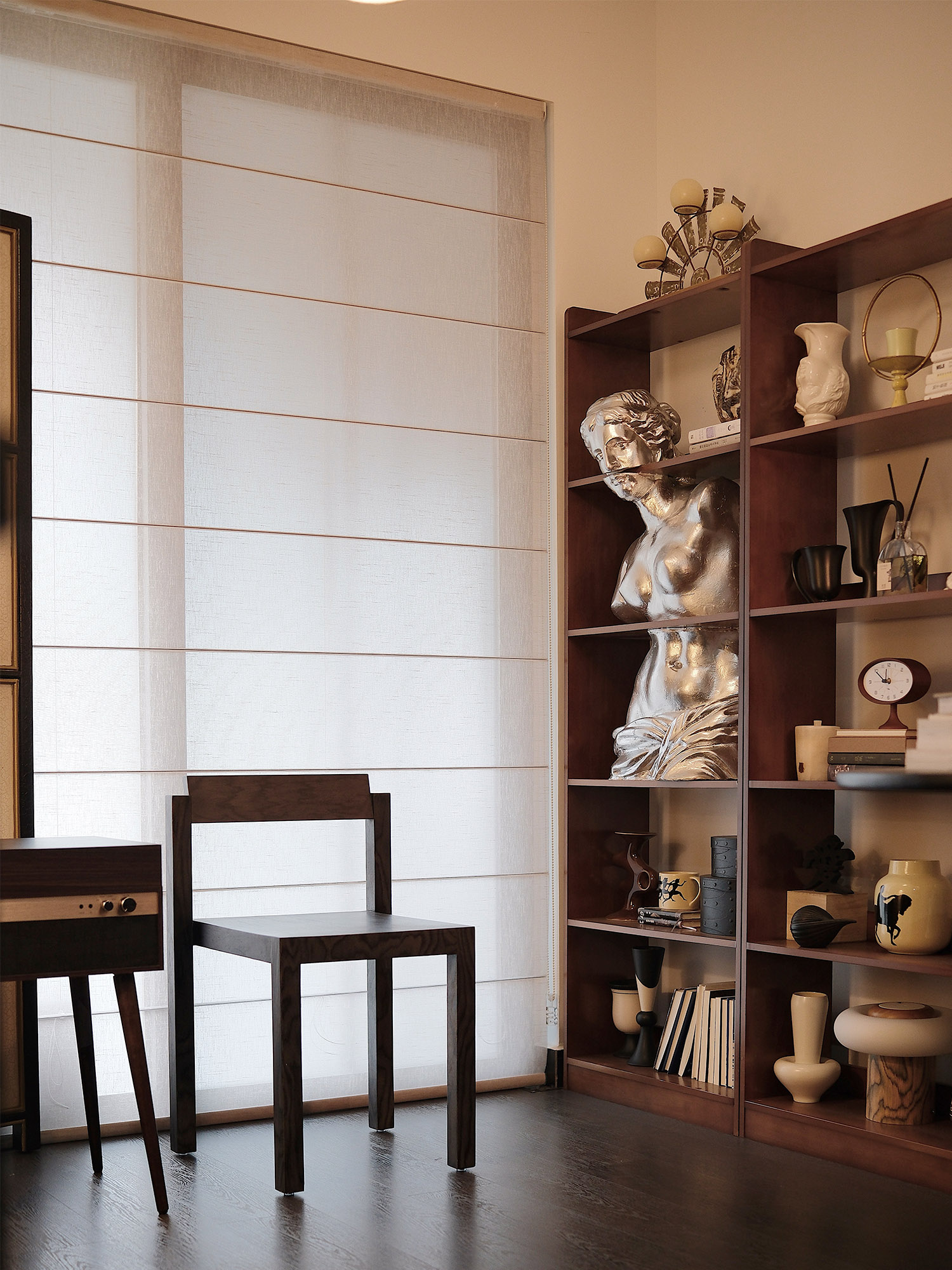 Klein Chair 19 Klein black veneer dining chair in shelving interior