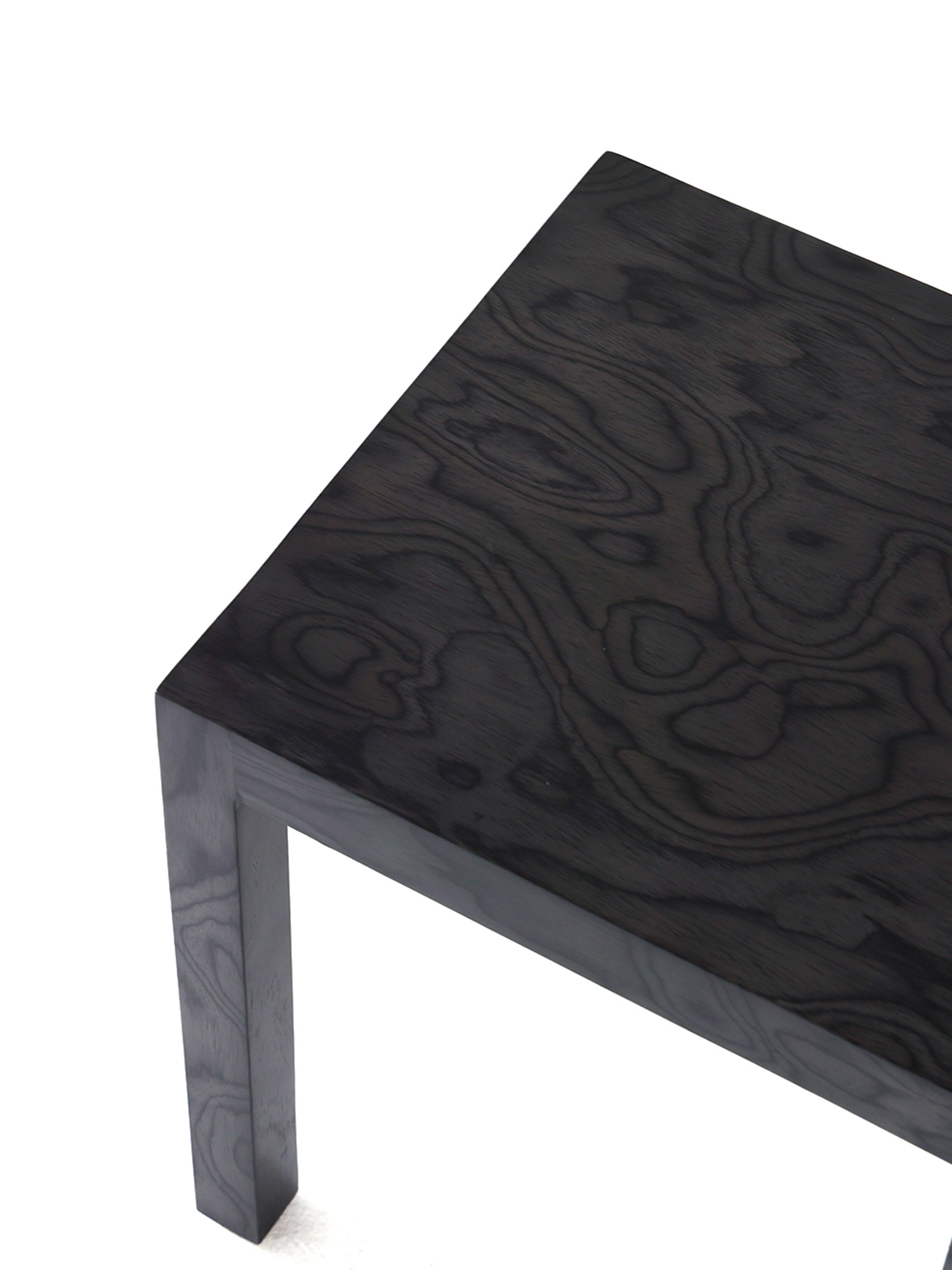 Klein Chair 21 Klein black zebra veneer seat and front leg close-up
