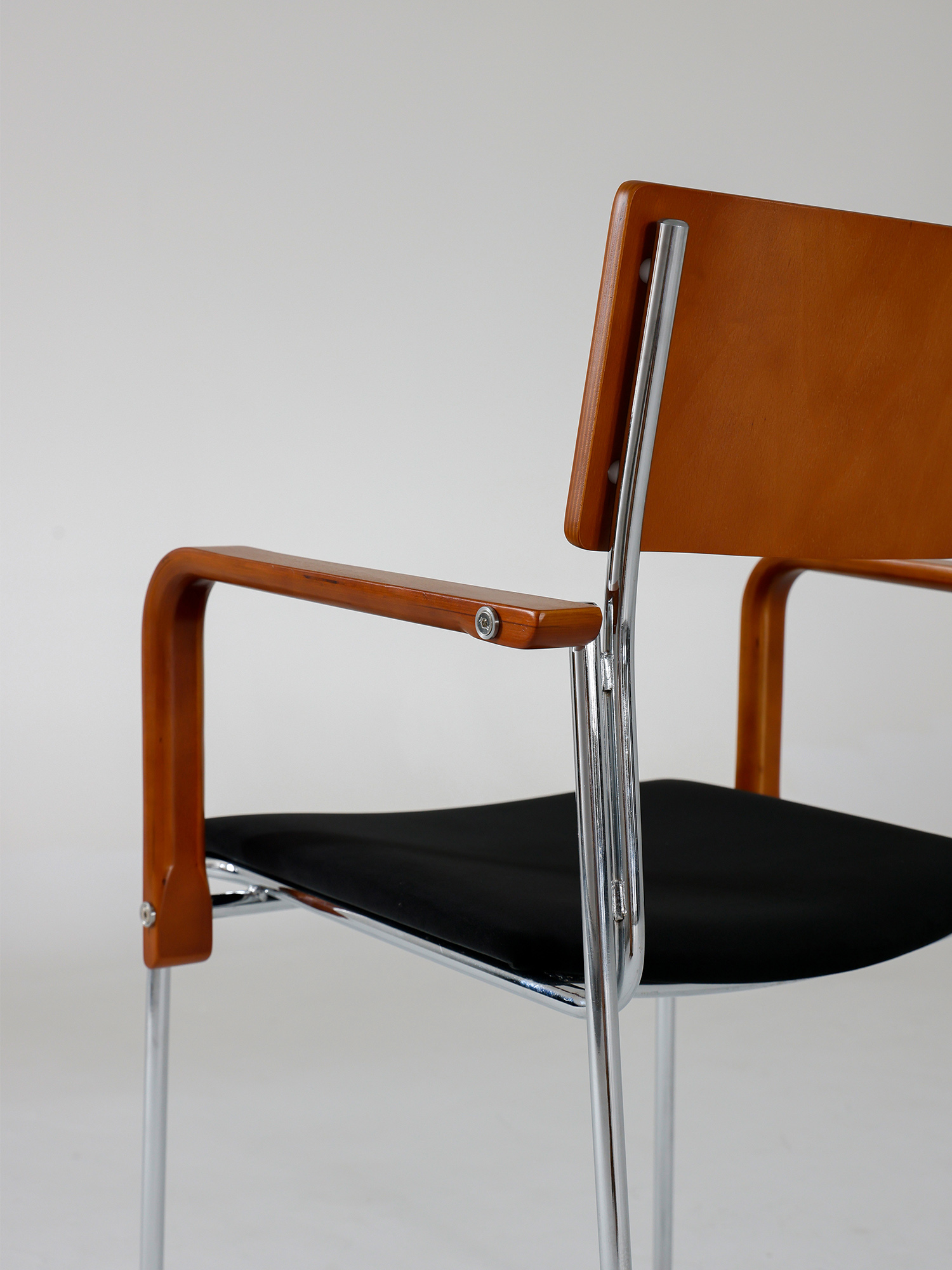 Knight chair 16 Knight black velvet seat and electroplated frame rear detail