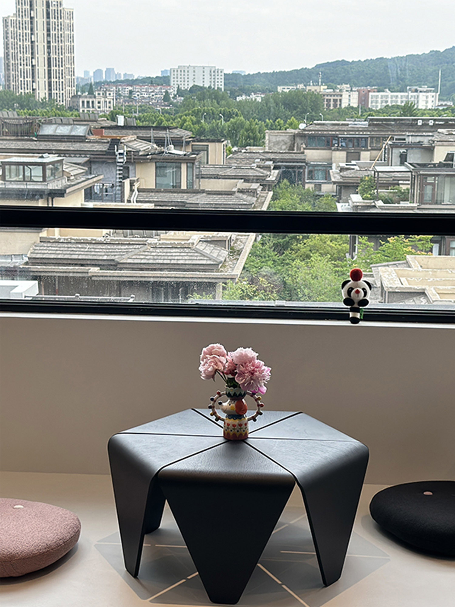 Lotus Leaf Coffee Tabe 17 Lotus Coffee Table beside window with vase