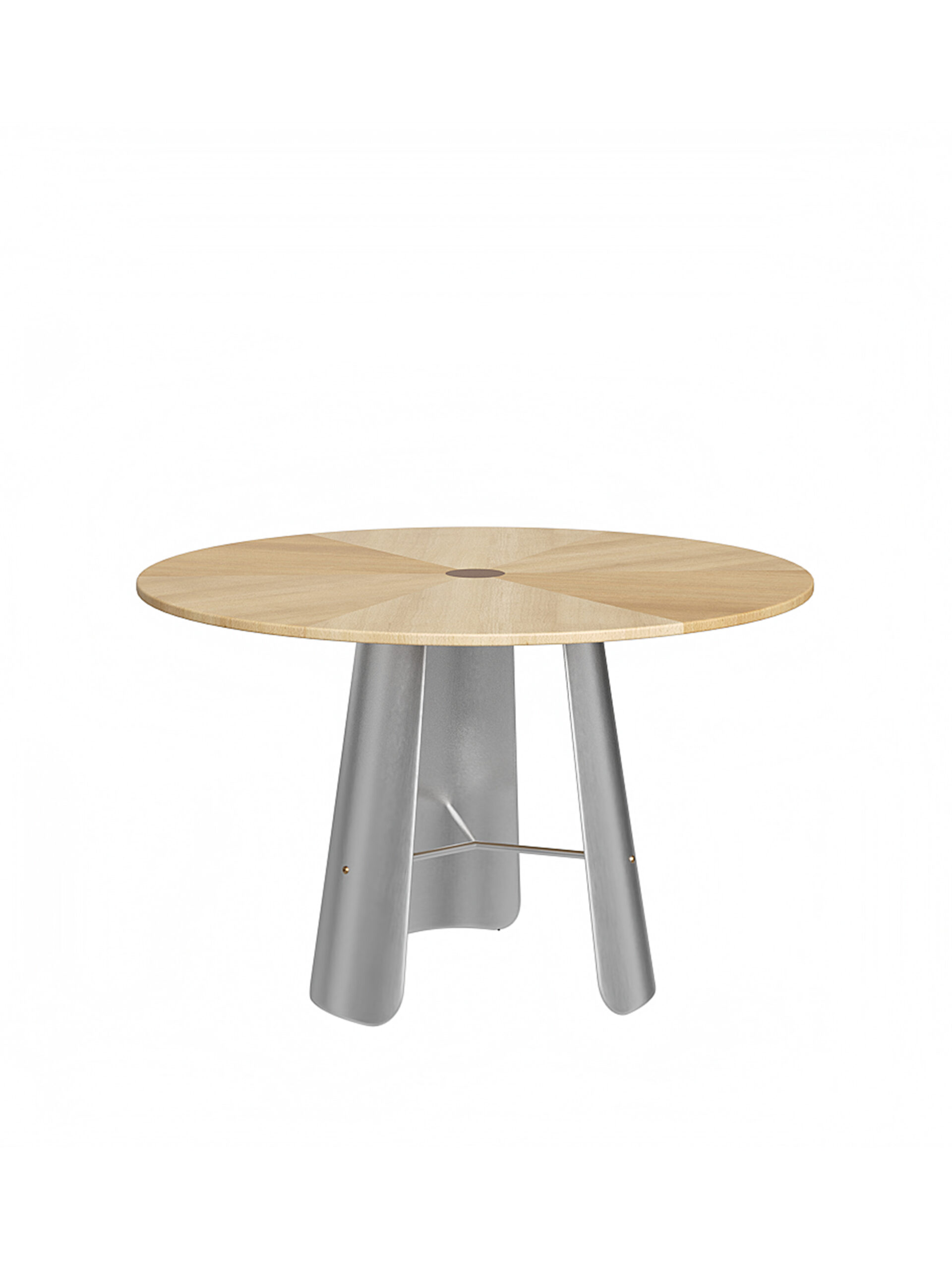Monet Round Table-wood top 14 Monet parquet wood round dining table with steel pedestal