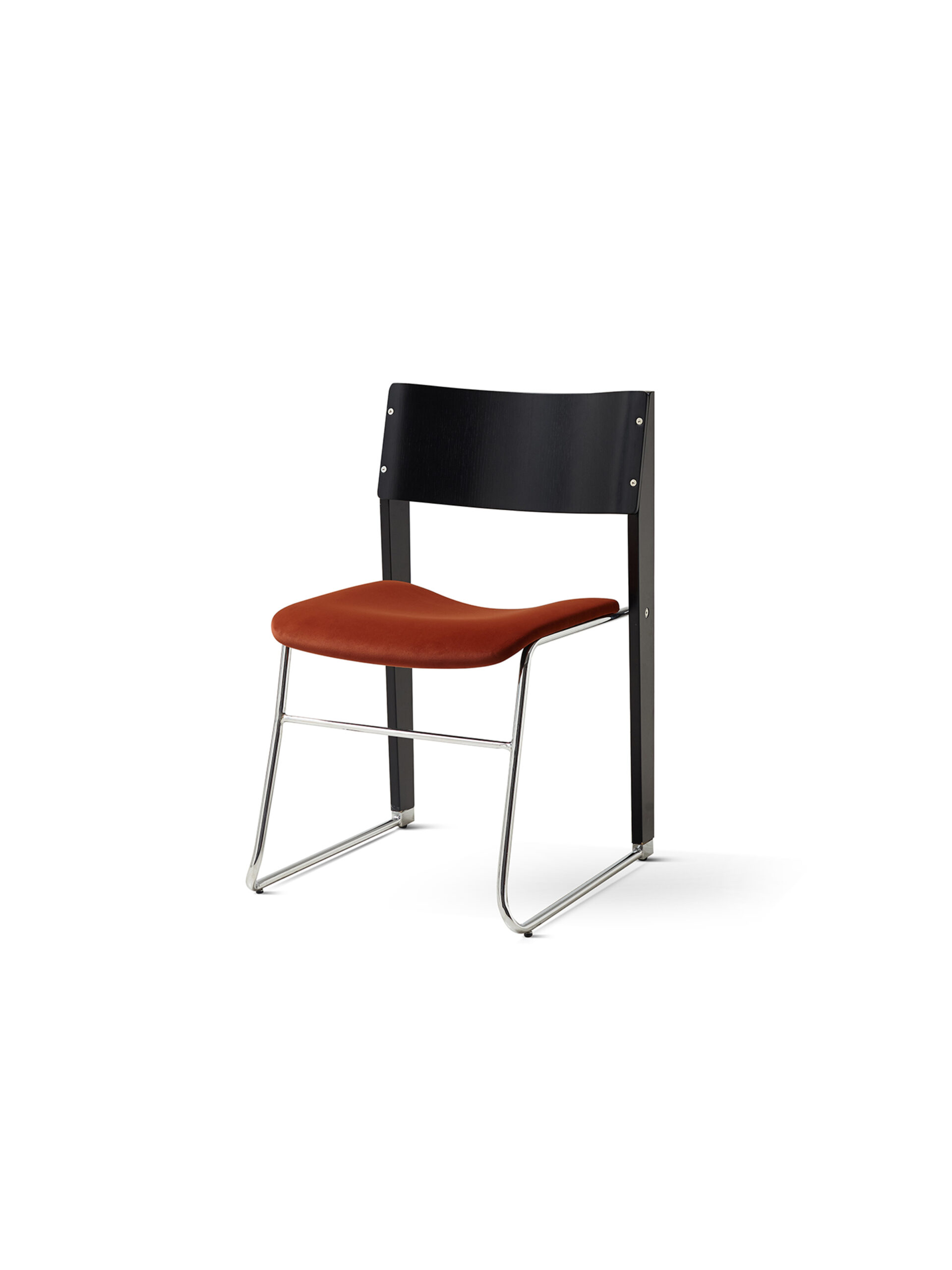 walk slowly chair 15 Walk Slowly Chair with vintage-tone frame and rust velvet seat