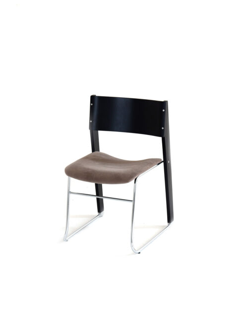 Walk Slowly velvet dining chair with wood frame