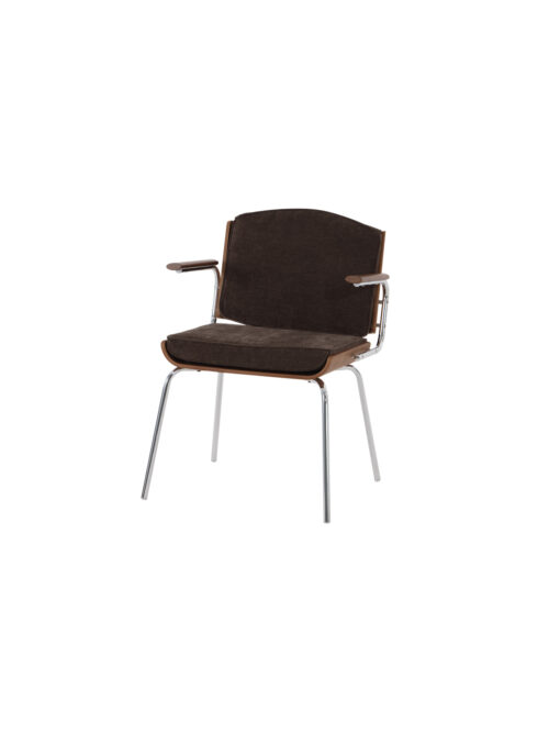 Bauhaus upholstered armchair with bentwood back and metal frame