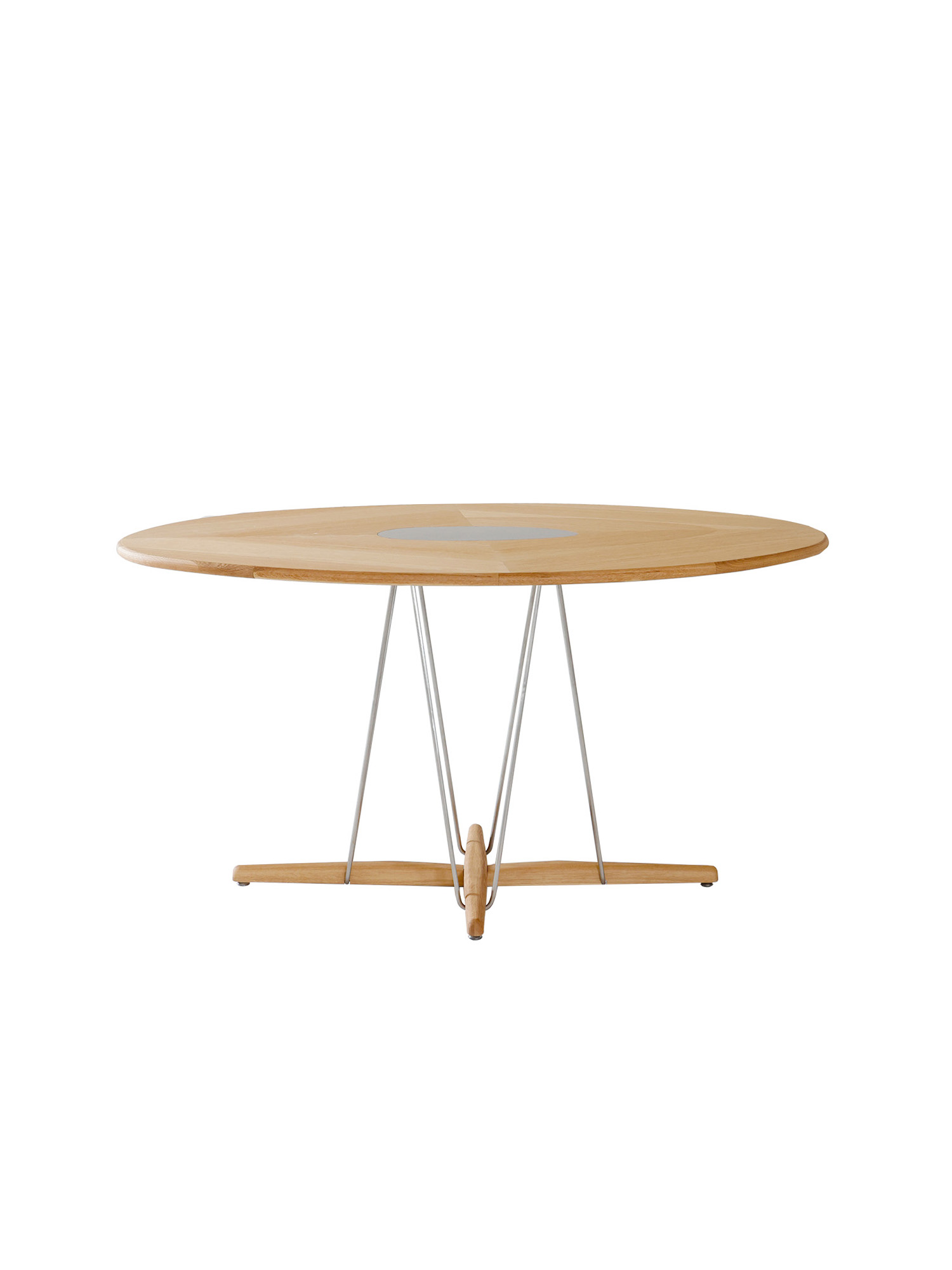 Pebble dining table 15 Pebble oak veneer dining table side studio view