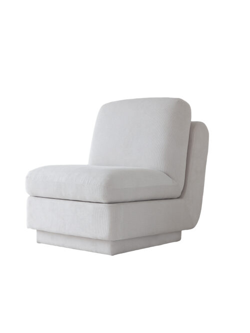 Deeprest armless sofa in off-white cotton-linen fabric