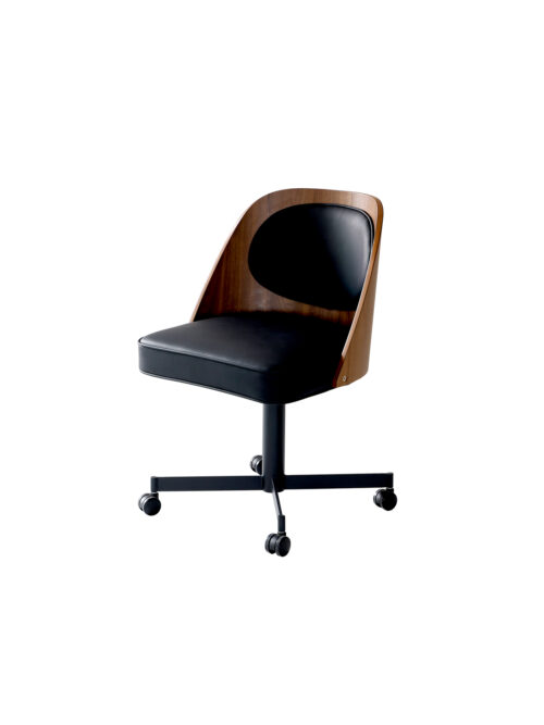Pop walnut veneer office chair with leather seat