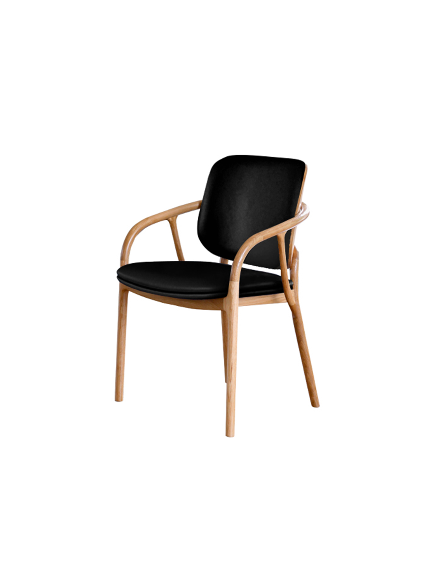 Mufan chair 14 Mufan solid wood upholstered armchair in oak or walnut