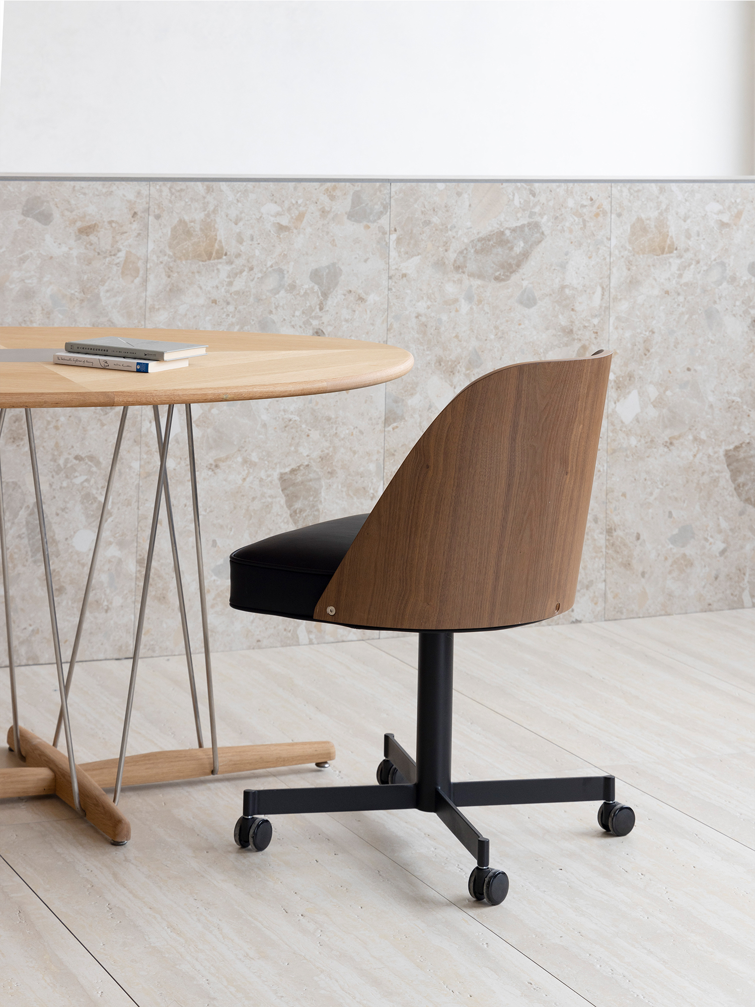 Pop chair 19 Pop walnut veneer office chair beside work table