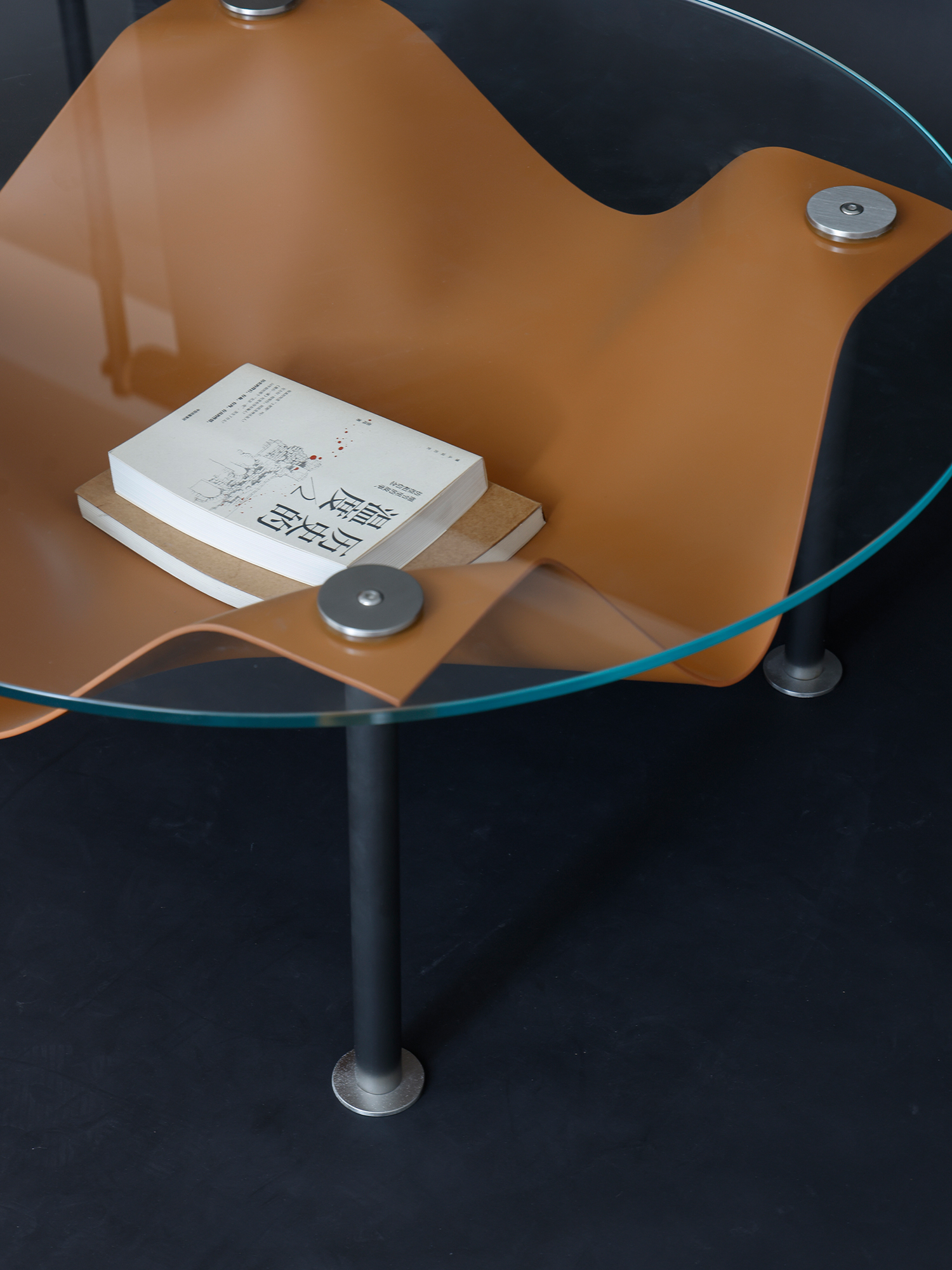 Alison‘s table 16 Alison Coffee Table leather shelf with book