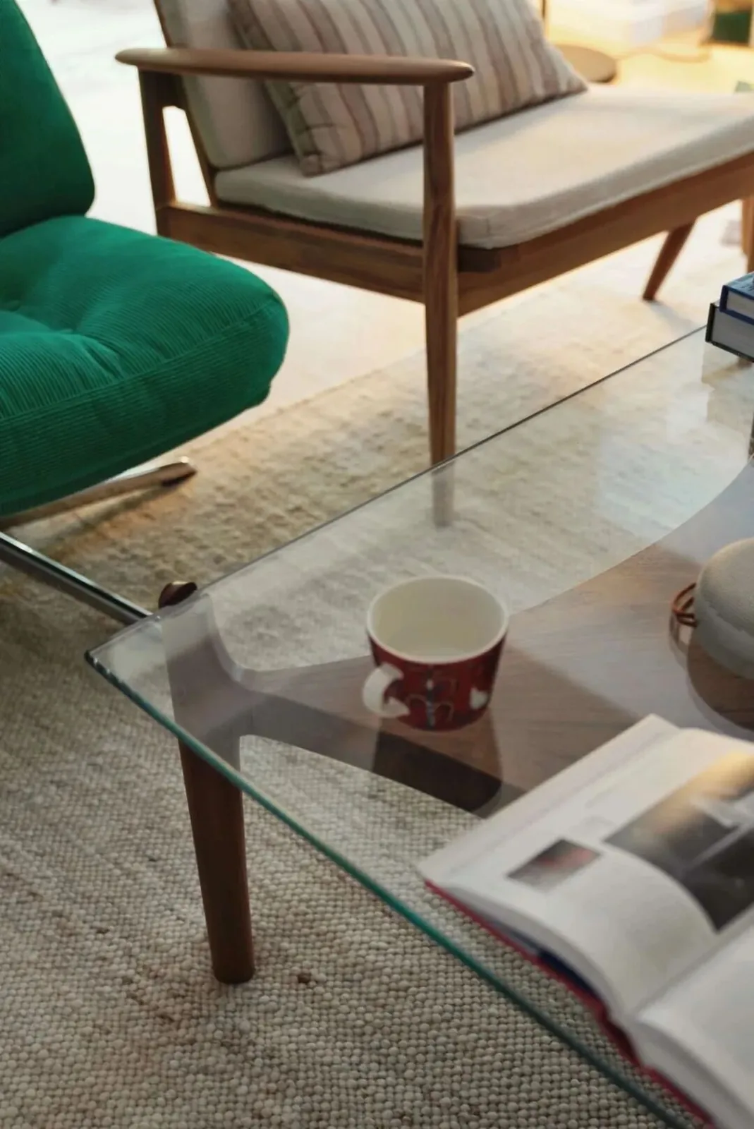 Furniture by the Window 16 Dome coffee table in a lived-in window-side seating area
