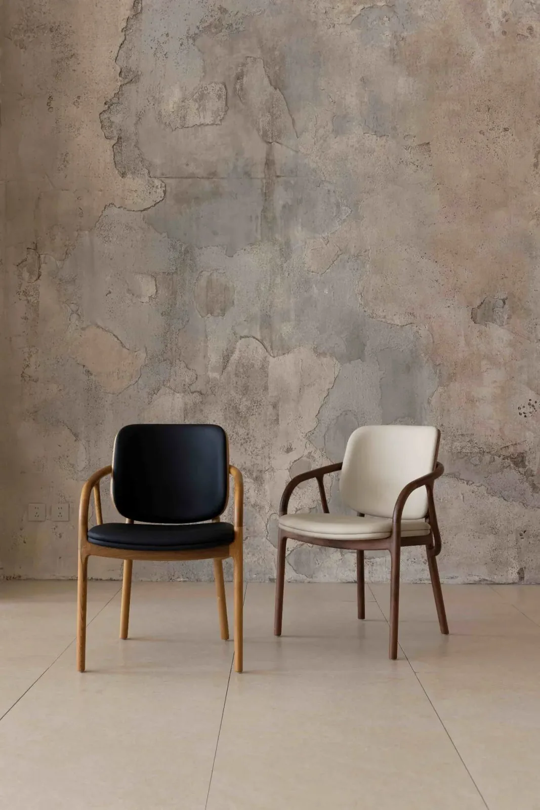 Solid Wood vs Wood Veneer for Furniture Projects 21 Two Mufan chairs in contrasting wood and upholstery finishes